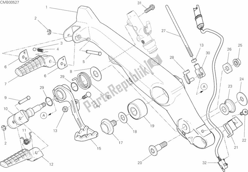 Toutes les pièces pour le Repose-pieds Droit du Ducati Scrambler Icon USA 803 2020